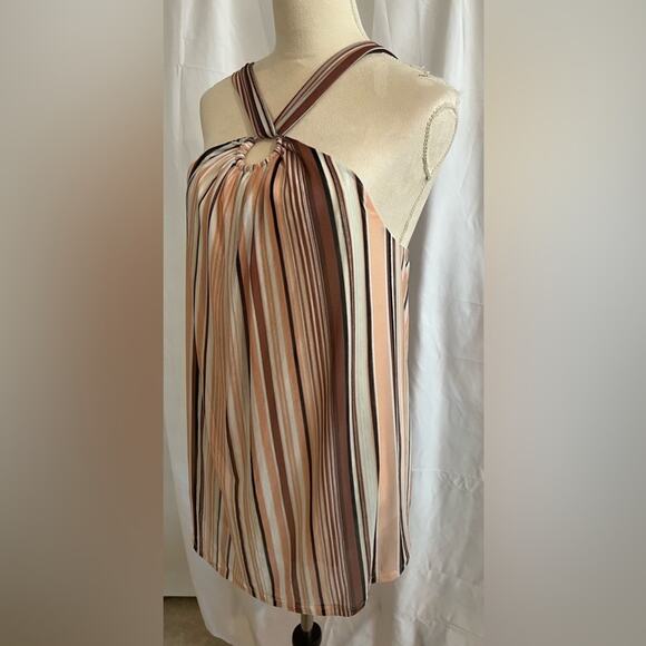 Torrid Women’s Mesh O-Ring Peach Brown Black & White Halter Tank Top Size 2X - Picture 3 of 8